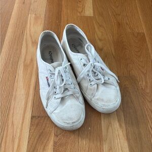 Superga Cream Canvas Lace-Up Sneakers